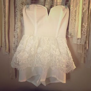 Nastygal peplum lace romper white